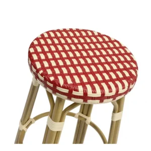 mobiliario-contract-taburete garnier apilable aluminio ratan beige y rojo 2